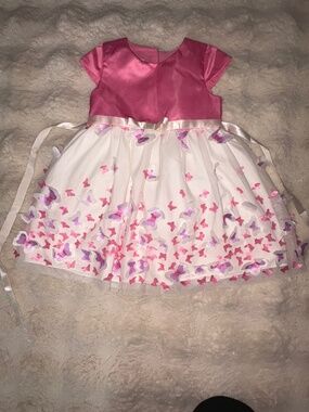 Purple Rose butterfly and pink satin girls dress